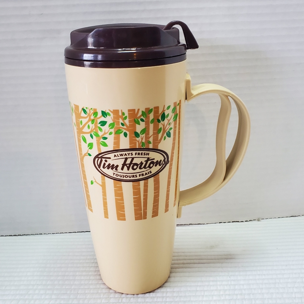Tim Hortons 2012 Forest Trees Insulated Thermo-serve Travel Coffee Mug 22oz